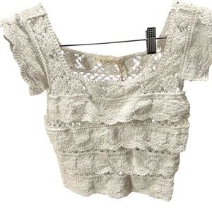 NWT ILLA ILLA CROCHET Crop Top Coquette Feminine Bohemian Sz  sm/med